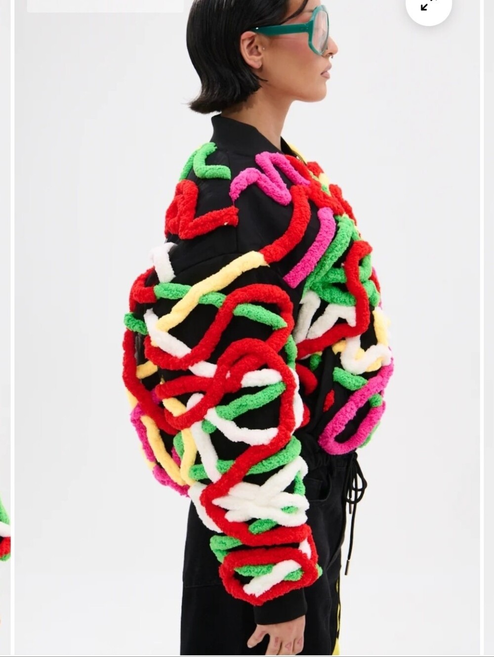 Multicolor Loop Trim Bomber Jacket - Women XL - Picture 5 of 6